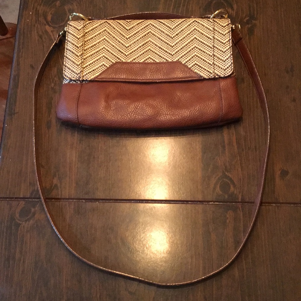 Relic woven straw crossbody bag